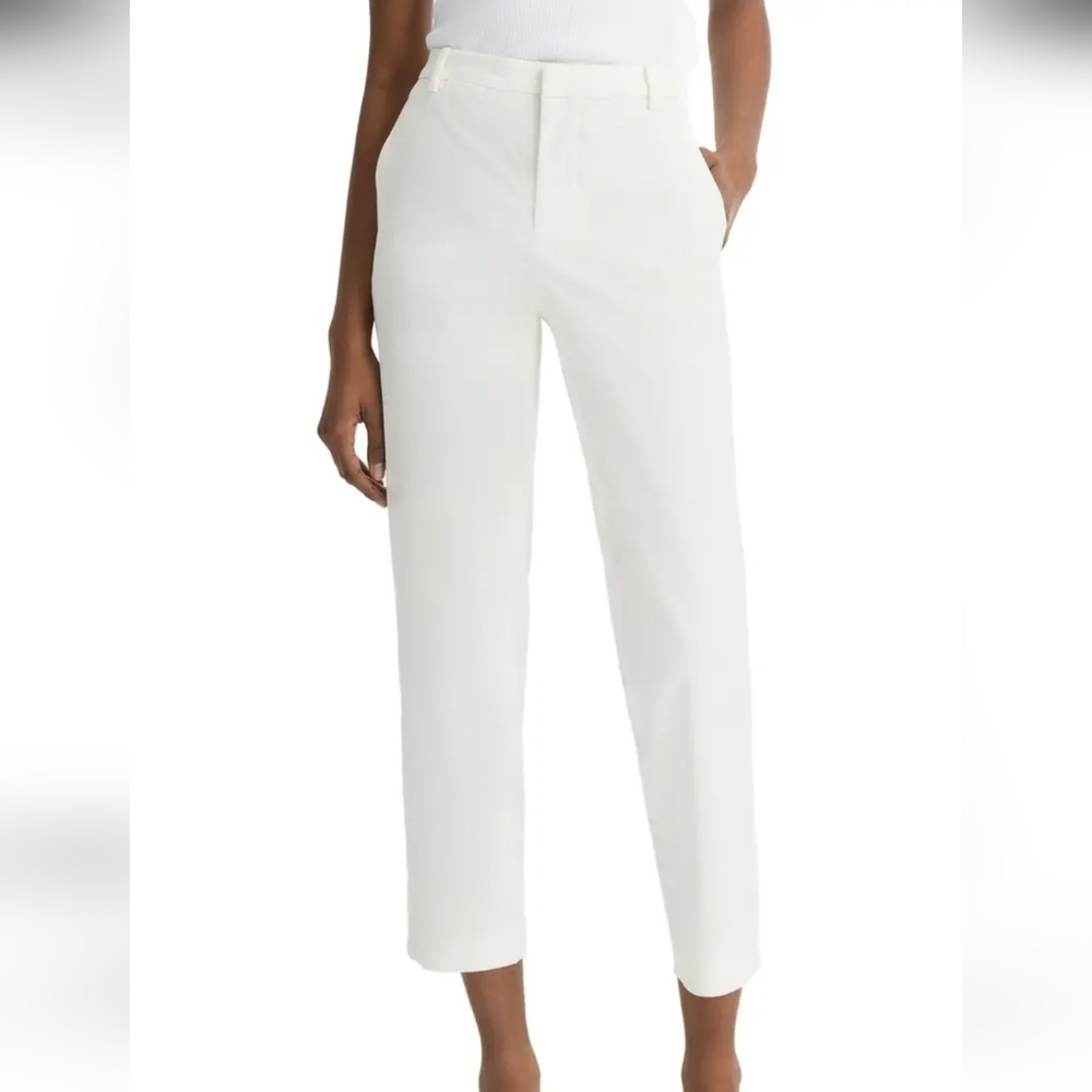Vince Crisp White 100% Cotton Straight Leg Mid Rise Chino Pants Size 16